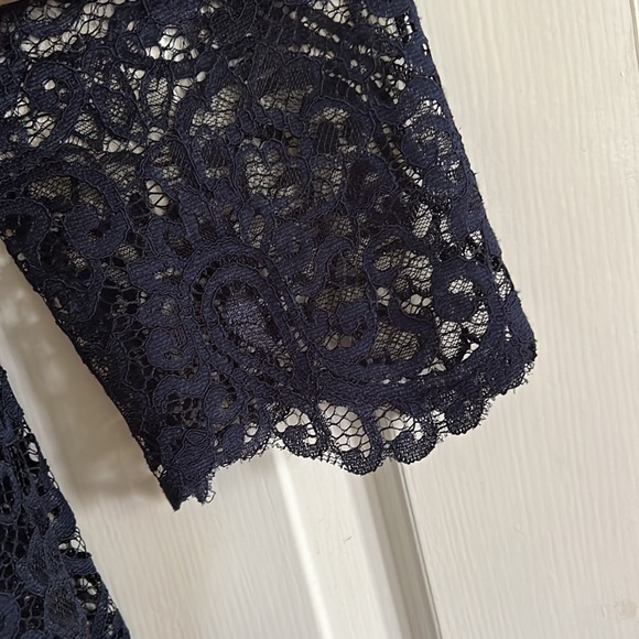 Le Bos Navy Blue Lace Duster Open Front Cardigan Cover Up Plus Size 16 - Picture 5 of 6